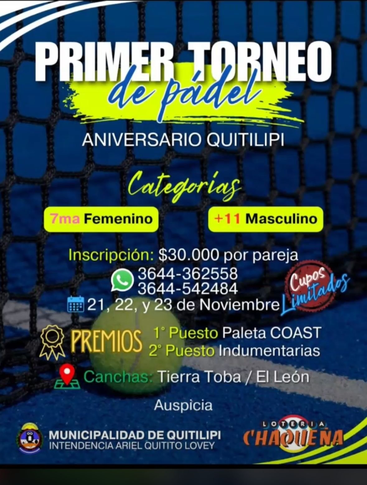 Primer Torneo de Pádel por el Aniversario de Quitilipi
