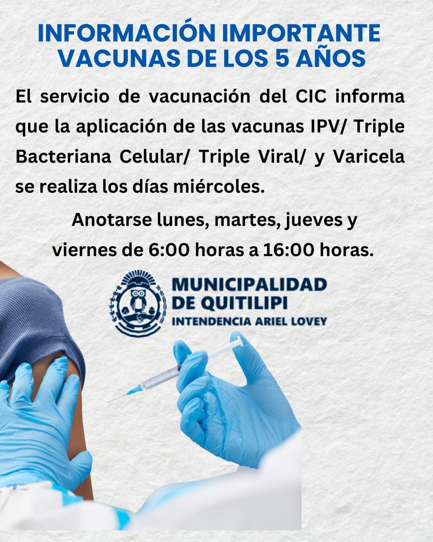 INFORMACIÓN IMPORTANTE VACUNAS DE LOS 5 AÑOS